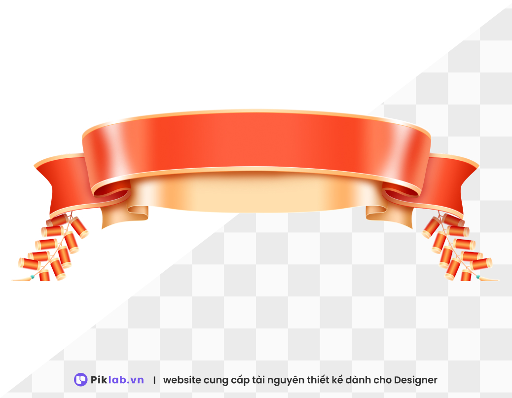 Design resource traditional title frame orange red 2 tassels on side happy new year tet holiday isolated on transparent PNG tết